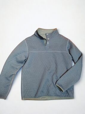 Quilted Pullover Snap-Button Mock Neck - Slate Blue